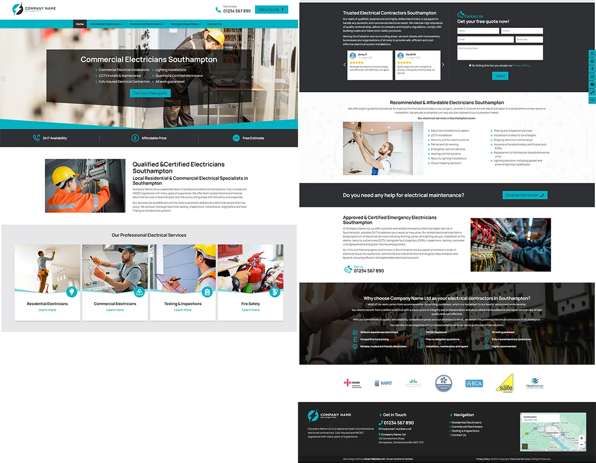 Local electrician website design Southampton