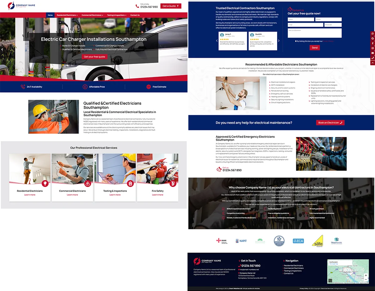 Local electrician website design Southampton