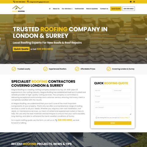 Local Roofer in Surrey & London - Website SEO and Phone Numbers