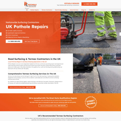 Pothole repair website designer in Southampton